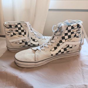 PRICE DROP Vans SK8-Hi Canvas Checkerboard Flame - M 9.0/W 10.5
